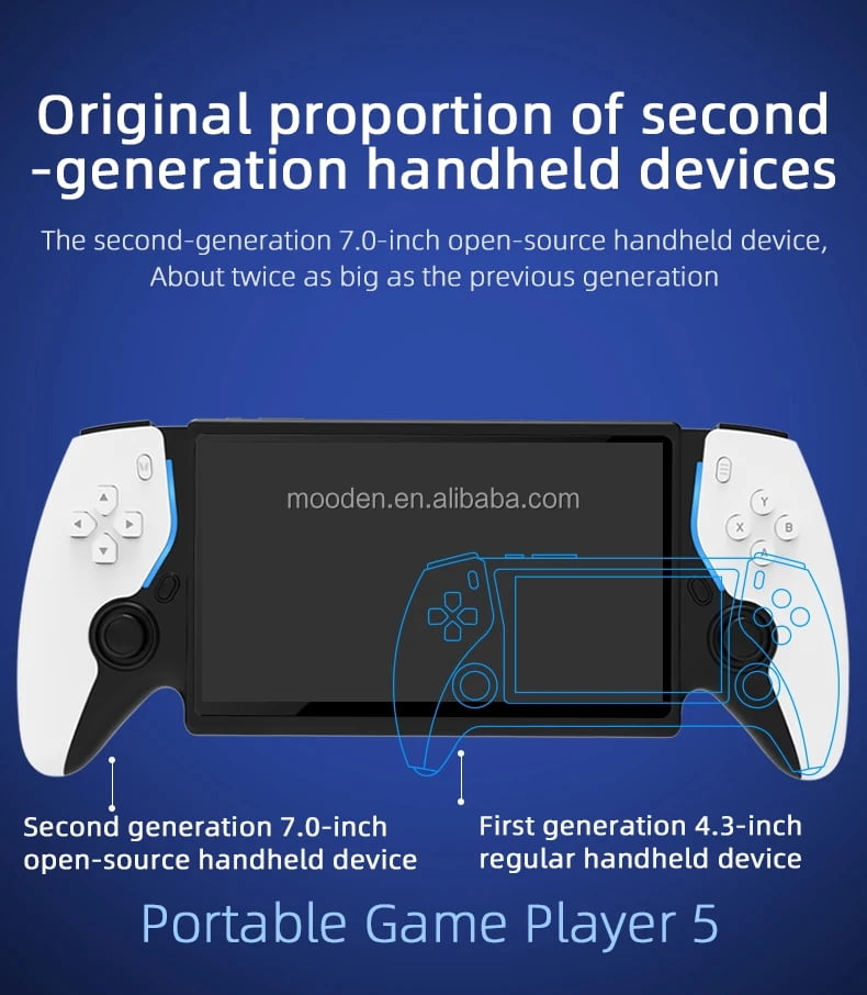 HC800 Handheld Game Console Linux System 64GB Open Source 7 Inch Big Screen Portable Game Play Video Game Console (Black)