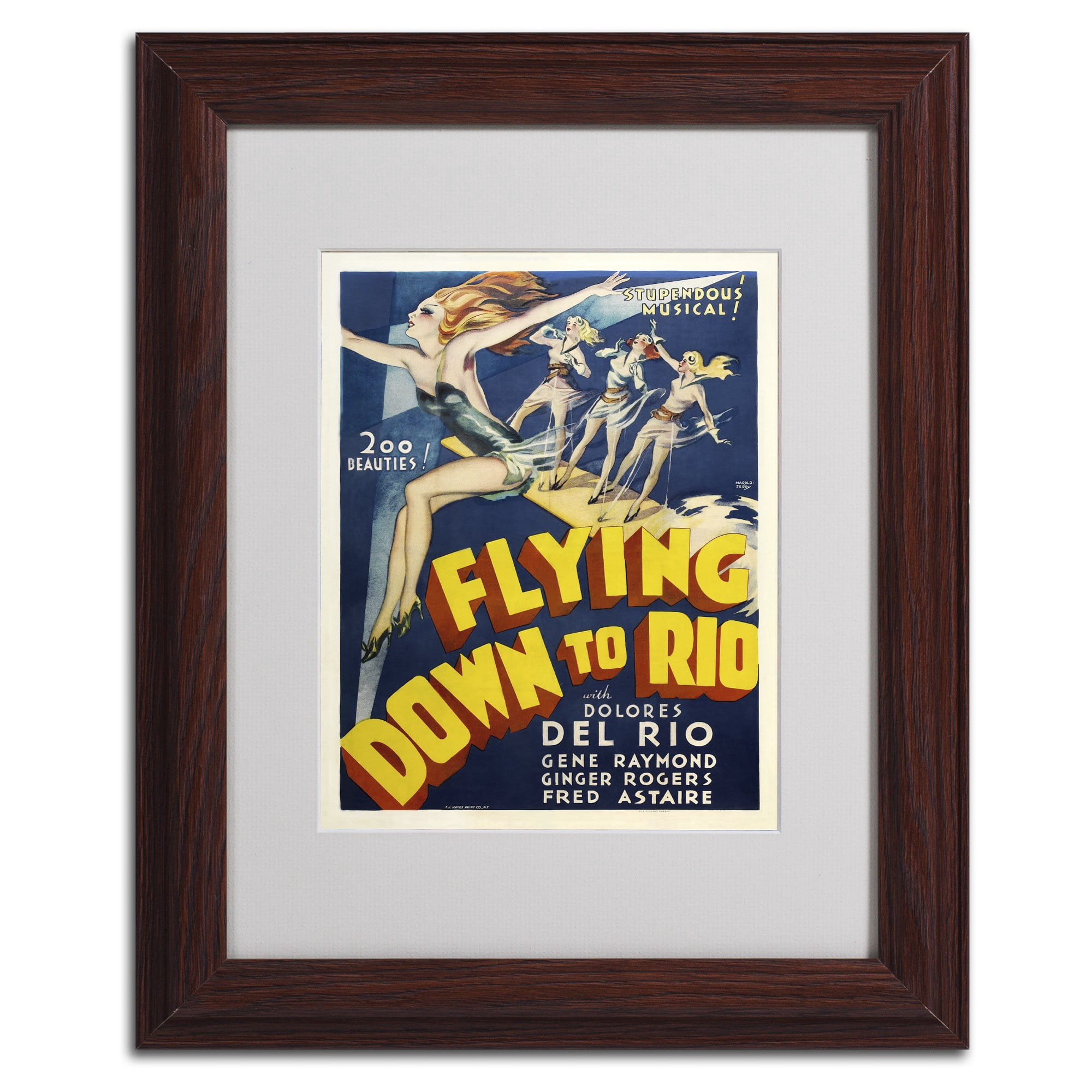 Trademark Fine Art "Flying Down to Rio" Matted Framed Art by Vintage Apple Collection, Wood Frame