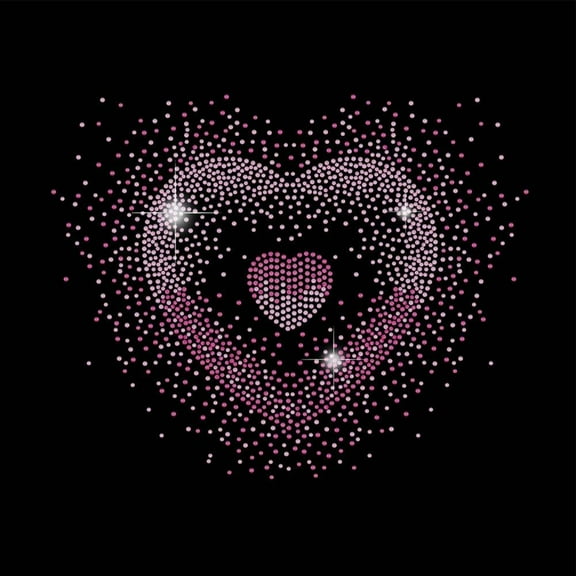 Heart Iron on Rhinestone Transfer Gradient Heart Bling Rhinestone T-Shirt Transfer Rhinestone Iron on Heat Transfer Hot Fix Stickers for T-Shirt Valentine's Day DIY Decor