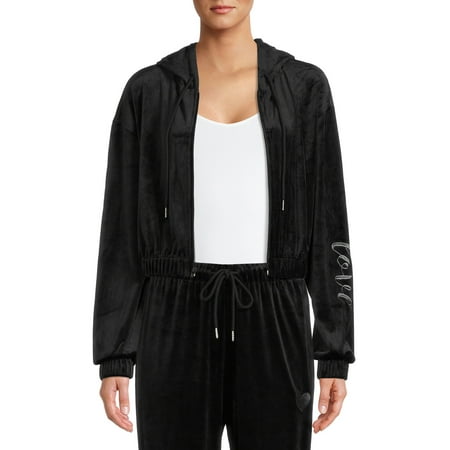 No Boundaries Juniors’ Velour Zip Up Hoodie