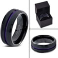 thumbnail image 4 of P. Manoukian Tungsten Wedding Band Ring 8mm for Men Women Purple Black Beveled Edge Brushed Polished Lifetime Guarantee Size 7, 4 of 4