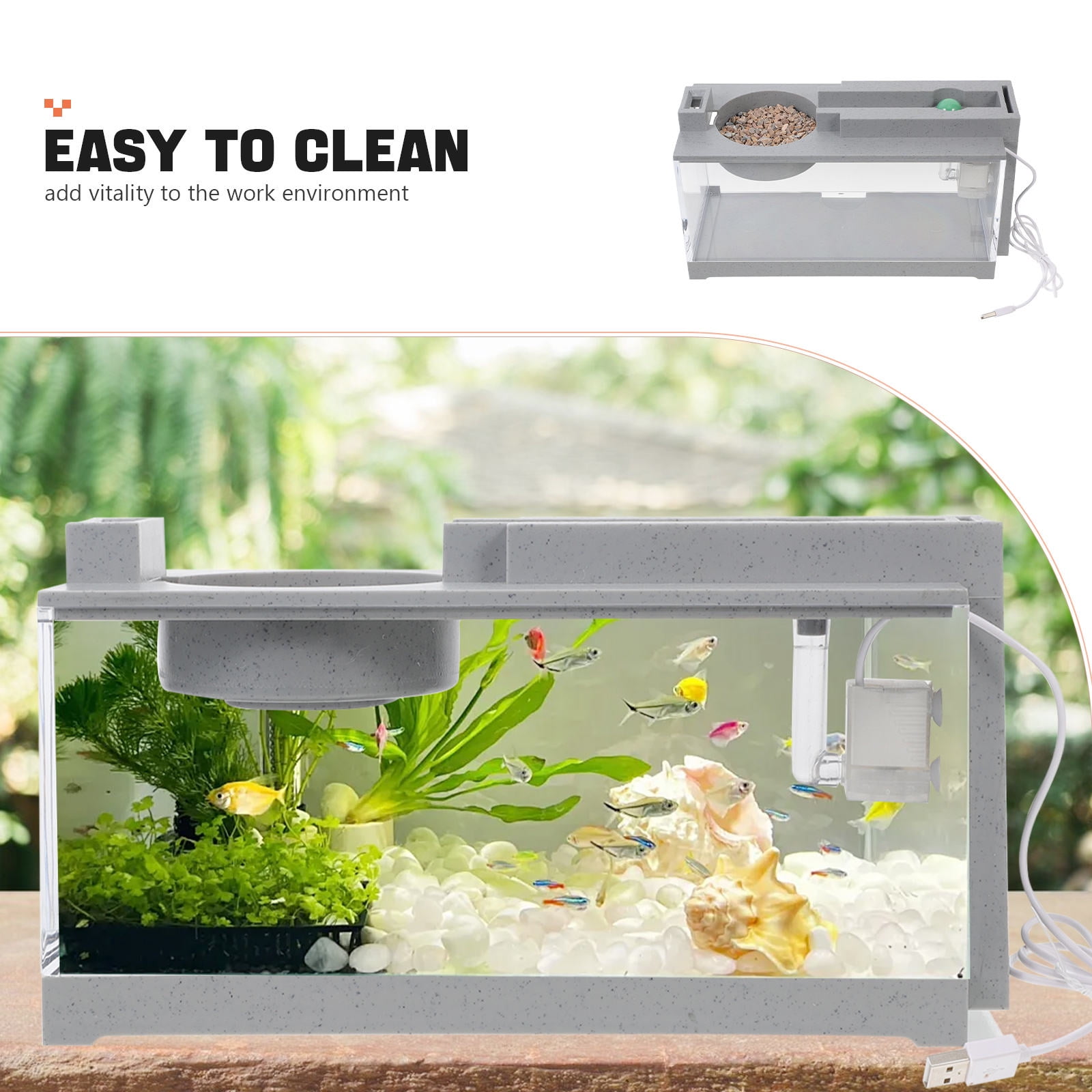 OFFIGAM Aquarium Fish Tank Easy Maintenance ABS For Home Use 1Set