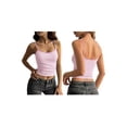 thumbnail image 3 of Women Y2K Stripe Print Camisole Spaghetti Strap Scoop Neck Tank Tops Aesthetic Sleeveless Crop Top Pink&White L, 3 of 7