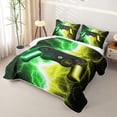 thumbnail image 3 of meiyoeat Neon Lightning Gaming Bed Spread Queen for Boys Girls, Electric Gamer Queen Coverlet Set, Green Yellow, 3-Piece 1 Quilt and 2 Pillowcases, 3 of 7