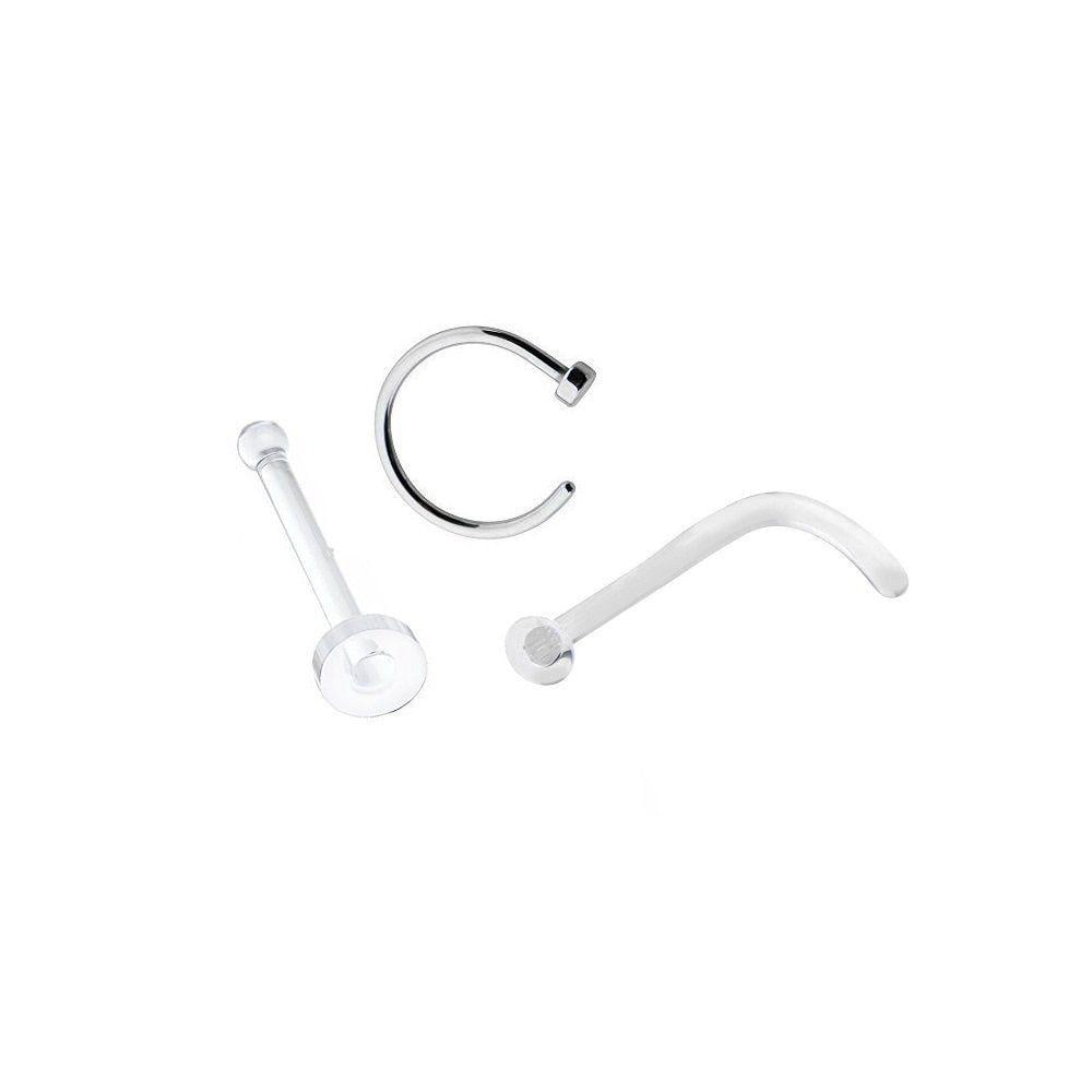 Nose Ring Retainer 18g Clear 2 Pieces