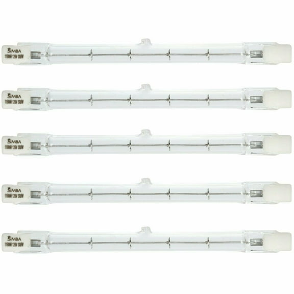 Simba Lighting Halogen R7s 118mm 120V 300W T3 J Type Double Ended Bulbs, 5-Pack