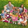 thumbnail image 7 of Vibrant Floral Seamless Pattern Design Picnic Blanket Waterproof Outdoor Beach Blanket Hand-held Pad Suitable for Travel, Camping, Beach, Family Gatherings, 7 of 7