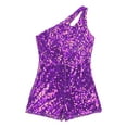 thumbnail image 3 of CHICTRY Kid Girls Sequin Jumpsuit Party Halter Shinny Kids Dance Formal Romper Bodysuit Ball Gown Purple 12, 3 of 5