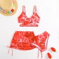 thumbnail image 4 of Conjunto de Pantalones Cortos para Bebés Niños Estilo de Falda de Impresión de Verano Batik Traje de Baño de Tres Piezas Niñas Empalme Desgaste de Playa con Sombrero Niño Pequeño, 4 of 6