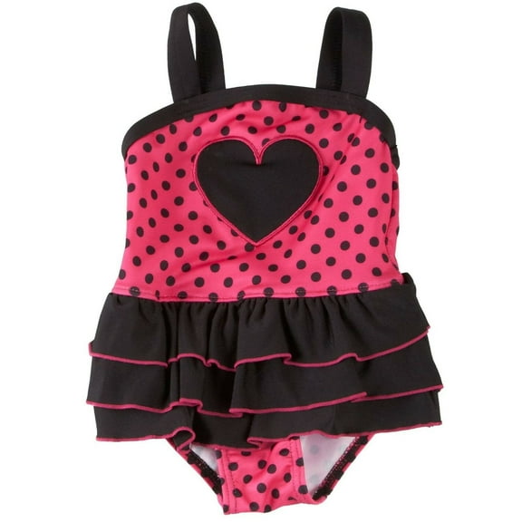 PENELOPE MACK GIRLS SWIMSUIT - HEART POLKA SZ 12 MONTHS - ONE PIECE UPF 50 