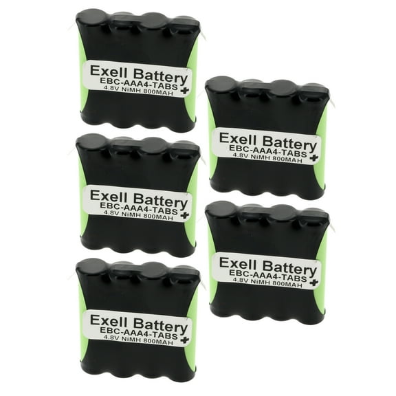 5x Exell 4.8V 800mAh NiMH Custom Battery Pack with Tabs for Two-Way Radio FRS