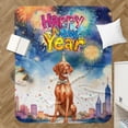 thumbnail image 4 of Happy New Year with Vizsla Fireworks Holiday Xmas Winter 2025 Cozy Sherpa Blanket Vizslas Dog Lover Gifts Idea Warm Soft Throw Blanket - 00025, 4 of 5
