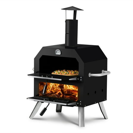 Ktaxon Outdoor Pizza Oven 13'' Wood Fired Pizza Oven Patio Pizza Maker for Outside, with Pizza Peel,Pizza Stone,Grill Rack