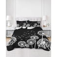 thumbnail image 3 of White Dandelion Queen Size Down Alternative Comforter, Lightweight Comforter Quilt Bedding Set with Pillow Shams Spring Flowers Botanical Vintage Black All Seasons Bed Comforter Duvet Insert 90"x96", 3 of 7