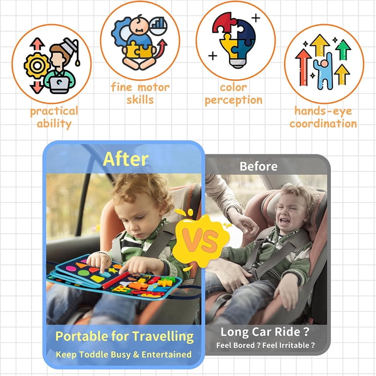 COWIN Busy Board Montessori Toy, 8 Pages, Ages 1-4 photo 3