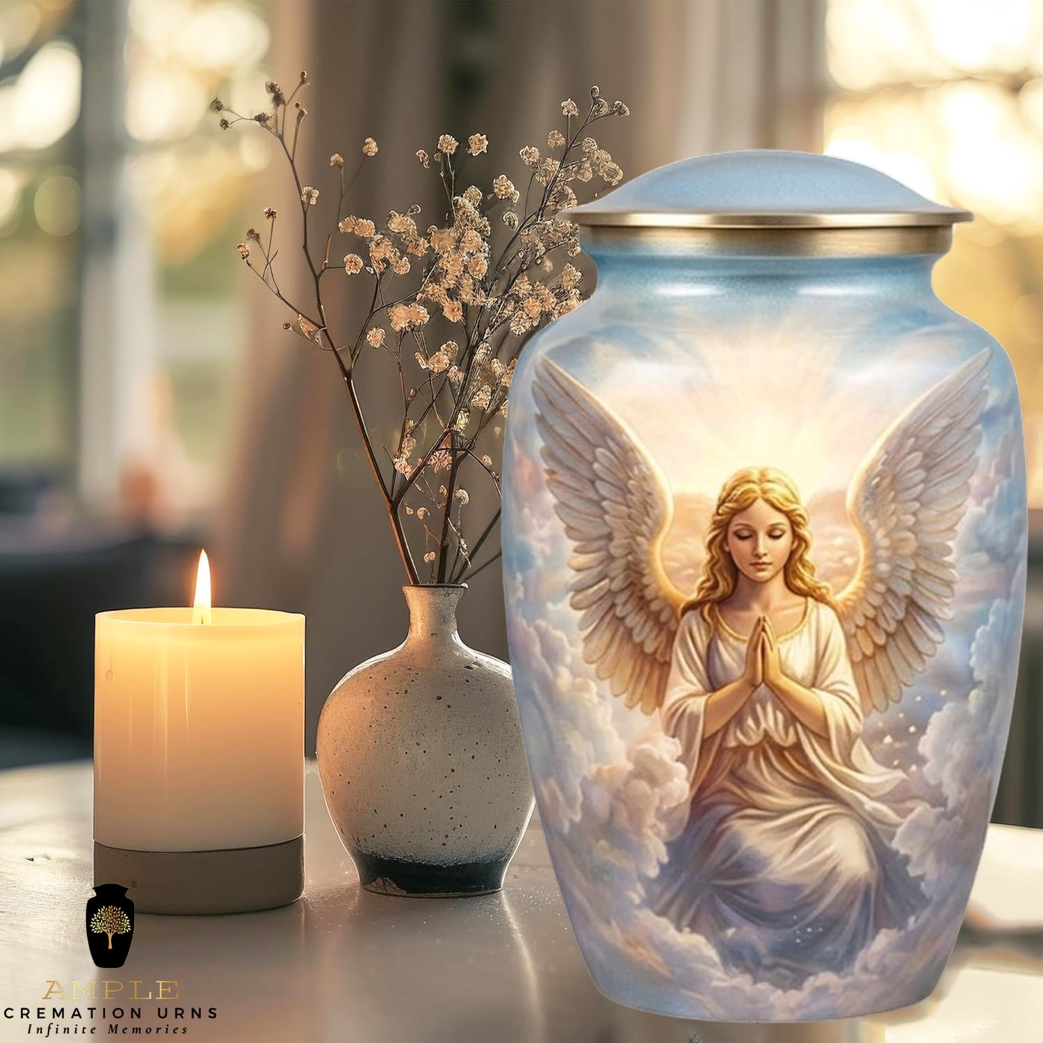 Angel Cremation Urn for Human Ashes Adult – Heavenly Memorial Funeral Urn