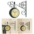 thumbnail image 4 of Vintage Art Design Double Sided Wall Clock Station Style Round Clock Brackets Wall Side Mount for garden and home Living Room Hallway Decor, 4 of 8