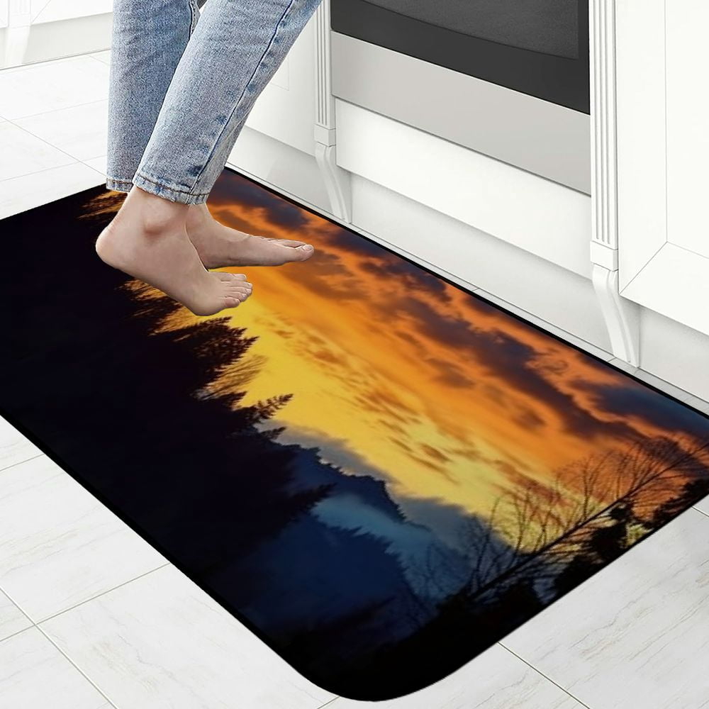 PHYHOO Decorative Door Mat, Door Mat with Non-Slip Rubber Backing, Easy Cleaning, Traps Dirt, Rug for Entry, Patio, Garage - Forest Nature Sky Landscape Twilight Clouds 19.68*47.24 in