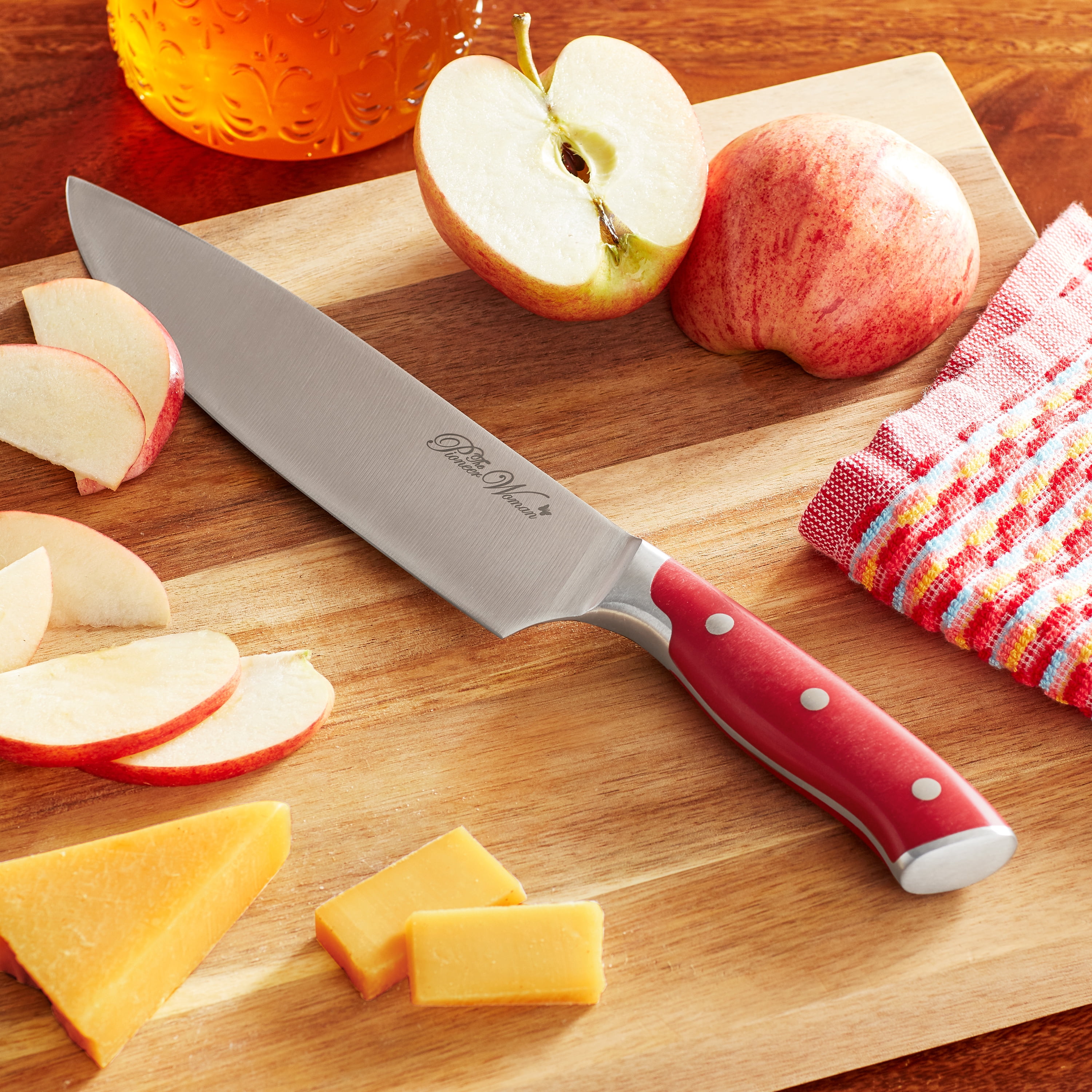 The Pioneer Woman Pioneer Signature 8 in Stainless Steel Chef Knife, Red