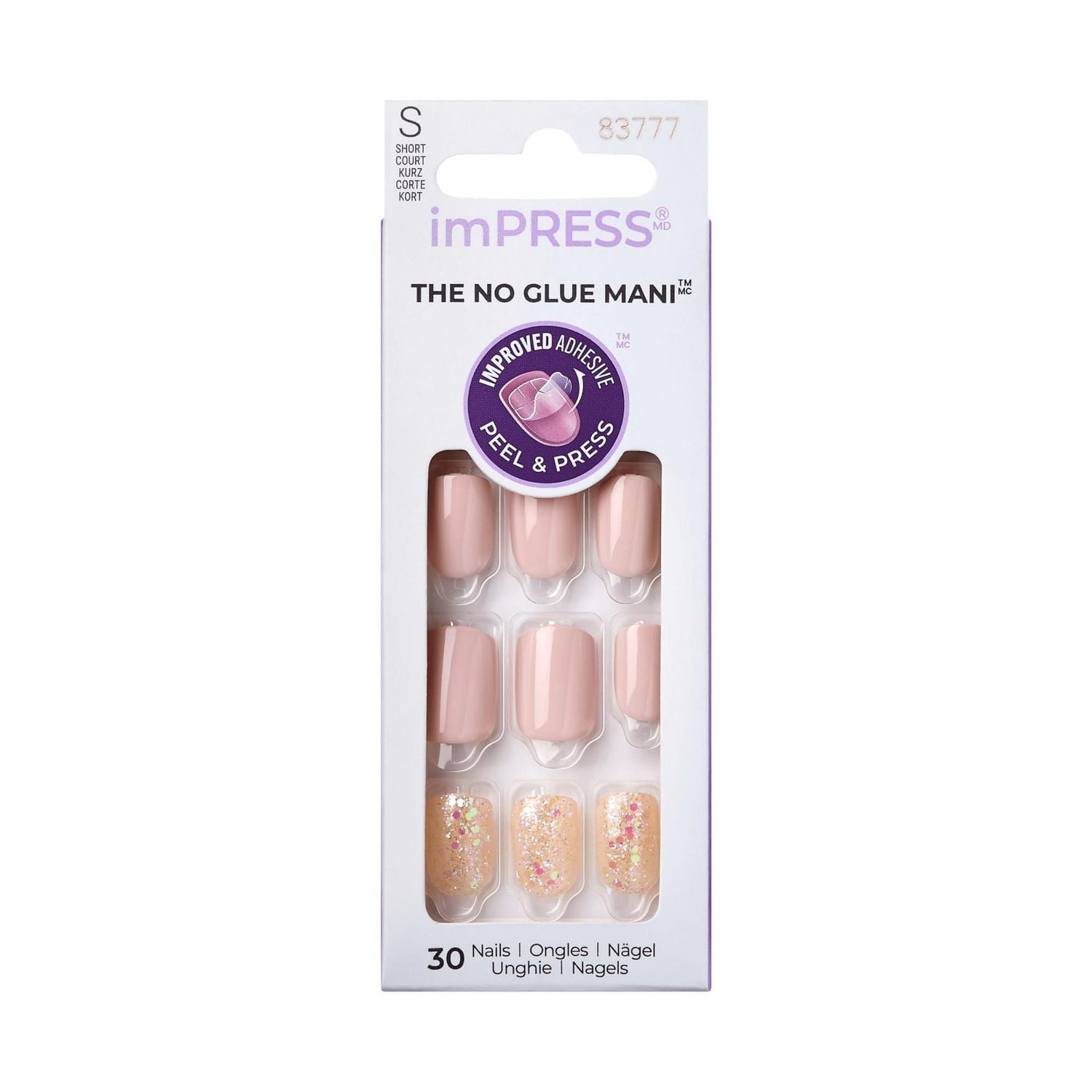 KISS ImPRESS Press-On - Fake Nails, 30 Count, Short, Press-ons.