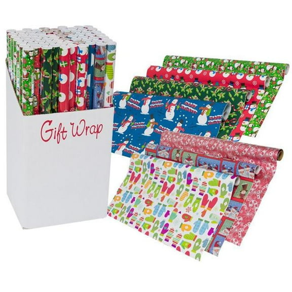 30 in. x 12 ft. Christmas Wrapping Paper, Assorted Color - Pack of 66