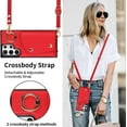 thumbnail image 2 of Crossbody Wallet Case for Samsung Galaxy S22 Ultra 5G, Card Slot Phone Case with Zipper Pocket Kickstand Purse Hand Strap Cover with Removable Crossbody Wrist Strap Flip Case - Red, 2 of 14