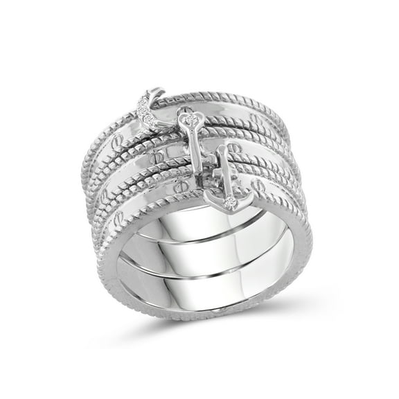 JewelersClub Stackable Diamond Rings for Women – Accent White Diamond Ring Jewelry– 0.925 Sterling Silver Stackable Bands for Women –– Stackable Ring Set by JewelersClub