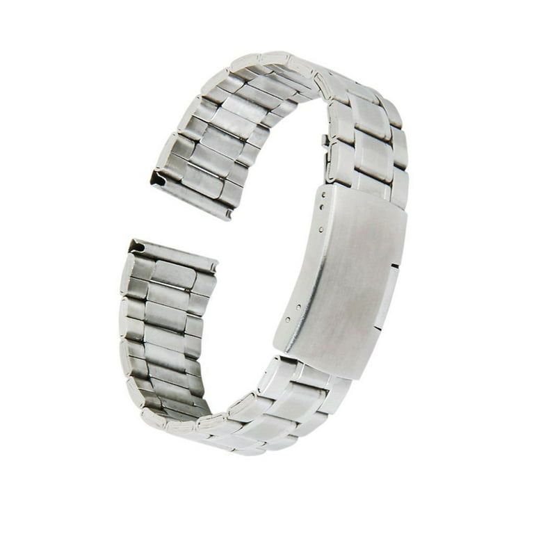 20mm Stainless Steel Solid Links Bracelet Watch Band Strap Straight End ( Silver)