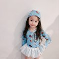 thumbnail image 1 of Alician 2 Pcs/set Children Swimsuit Cute Animal Pattern Sunscreen Long-sleeve Dress+ Cap For Girls, 1 of 9