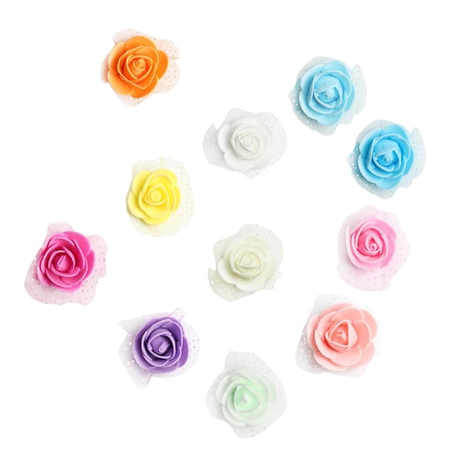 100 piezas de flores artificiales de cabeza de rosa para ramo de boda Vistoso