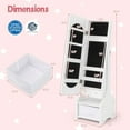 thumbnail image 3 of CHARMAID Kids Jewelry Armoire Cabinet - Standing jewelry Organizer for Girls, Full Length Mirror, Storage Drawers and Shelves, Kids Vanity Dressing Mirror with Storage (White), 3 of 14