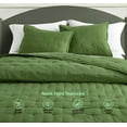 thumbnail image 3 of Chezmoi Collection Tencel Modal Blend Quilt Set King Size, Forest Green, Lightweight Soft Bedspread Crescent Stitched Quilt for All Seasons, 3-Piece, 3 of 9