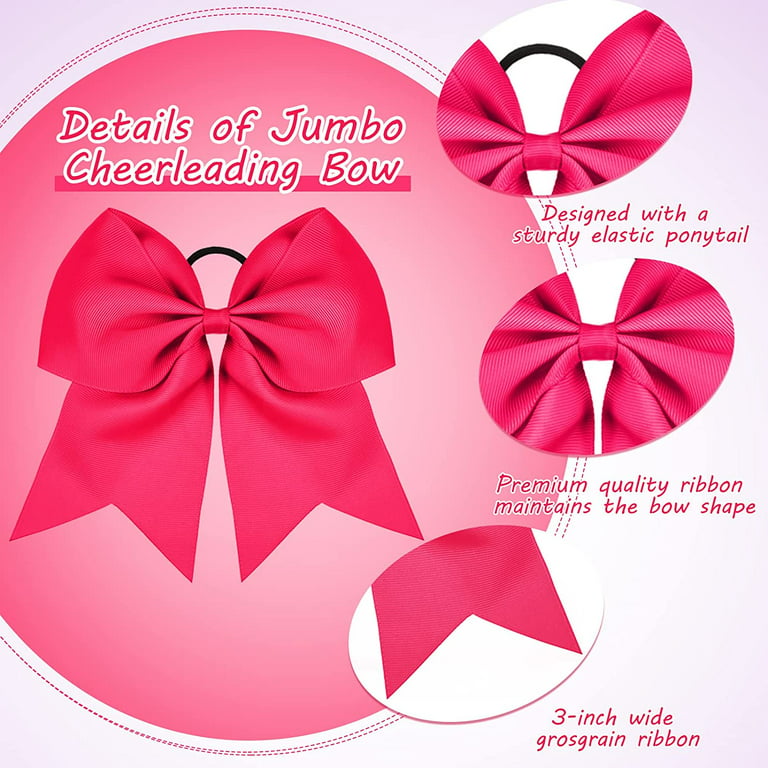 Cheer Hair Bow Large with Ponytail Holder Medium Pink 1