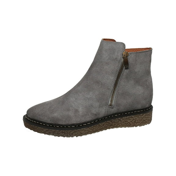 Eric Michael Hampton Boot Grey Suede Low Platform Wedge Heeled Ankle Booties (Grey, 5)