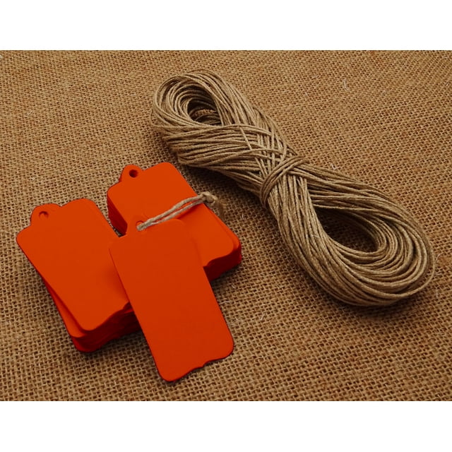 100 Pcs Rectangular Shape Tag Bonbonniere Wedding Favor Hang Tags Gift With Free Natural Jute Twine - Colours Available