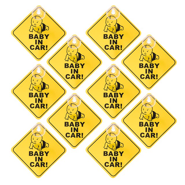 Luxshiny 10Pcs Baby On Board Sticker For Cars Reflective PP PVC Suction Cup Mounting For Smooth Surfaces