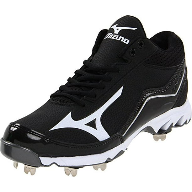 Mizuno Men's 9Spike Swagger Mid Baseball Cleat, Black/White, 12.5 B US