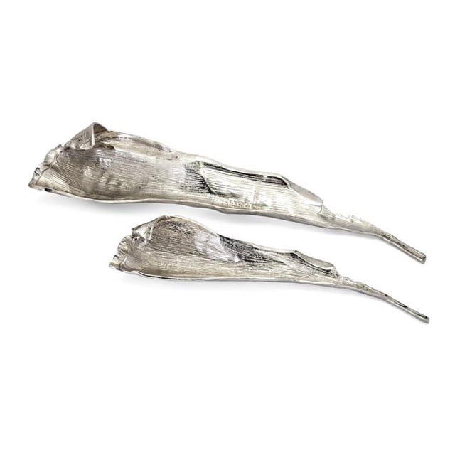 IMAX 14712-2 Crowder Decorative Organic Trays, Silver - Set of 2