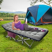 MOPHOTO Adult & Kids Camping Cot, Updated 1200D Folding Cot, With Gray Mattress & Carrying Bag 75"* 28"