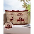 thumbnail image 6 of Pack of 2 Outdoor Pillow Covers, Merry Christmas Buffalo Check Plaid Reindeer Rustic Wooden Waterproof Square Throw Pillowcase Cushion Decorative Pillow Covers for Couch Patio Tent, 20x20 in, 6 of 6