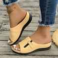 thumbnail image 2 of Slippers for Women,Wedge Sandals Summer Fashion Lightweight Buckle Design Comfortable Casual Outdoor Beach Walking Shoes,Womens Slippers,Yellow,5, 2 of 6