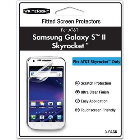 WriteRight Fitted Screen Protectors for Samsung Galaxy S II Skyrocket, 3pk