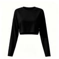 thumbnail image 3 of cocolona Womens Cropped Sweatshirts Crew Neck Long Sleeve Pullover Tops Loose Casual Solid Color Thin Sweatshirts, 3 of 5