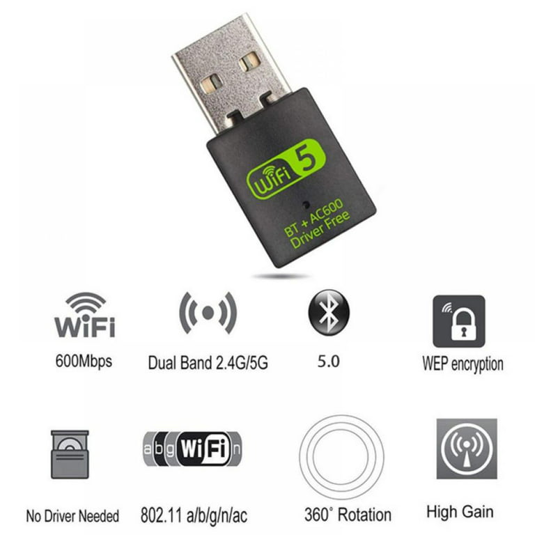 Mini USB WiFi Dongle réseau sans fil 600 Mo / s 5GHz Adaptateur d