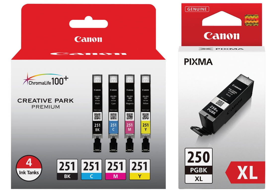 Genuine Canon CLI251 4Color Cartridge Ink Set (6513B004) + PGI250 XL
