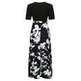 thumbnail image 5 of Jamsmile Women Dress Summer Floral Print Wrap Short Sleeve Maxi Dresses Patchwork Ruffles Hem Hem Split Beach Long A Line Dress, 5 of 8
