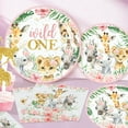 thumbnail image 4 of Cocomigo 184pcs Wild One Birthday Decorations Girl, Wild One Party Decorations Include Plate Banner Backdrop Tablecloth Cake Topper Pink Balloon Arch, 4 of 7
