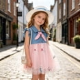thumbnail image 6 of HAOTAGS Girls Casual Dresses Size 12M,Floral Prints Summer Lightweight Summer Cute Kids Denim Dress Pink, 6 of 8