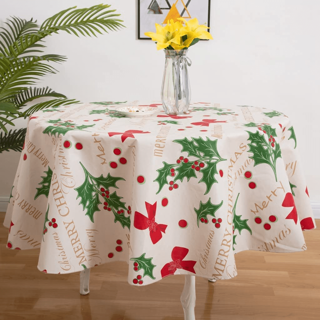 Ray Star Christmas Tablecloth 60 Round Halloween Table Cloth 100% Waterproof Oil Proof Spill Proof PVC Table Cloth, Wipe Clean Table Cover