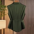 thumbnail image 4 of Womens Summer Tank Tops Lapel Sleeveless Criss Cross V Neck Side Lace Up Solid Color Casual Stylish Outfits (S, Army Green), 4 of 6